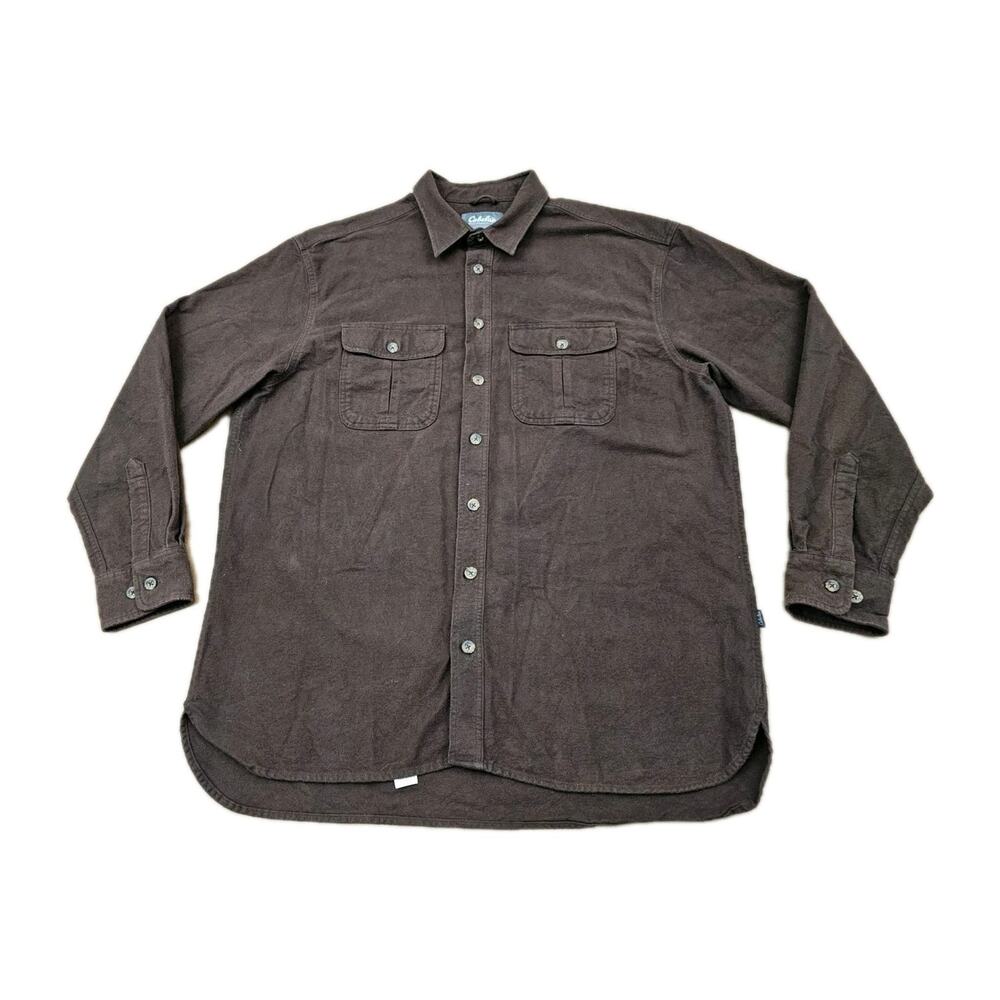 Cabela’s Chamois Shirt XL Tall Brown Button Up Workwear Outdoor Double Pocket